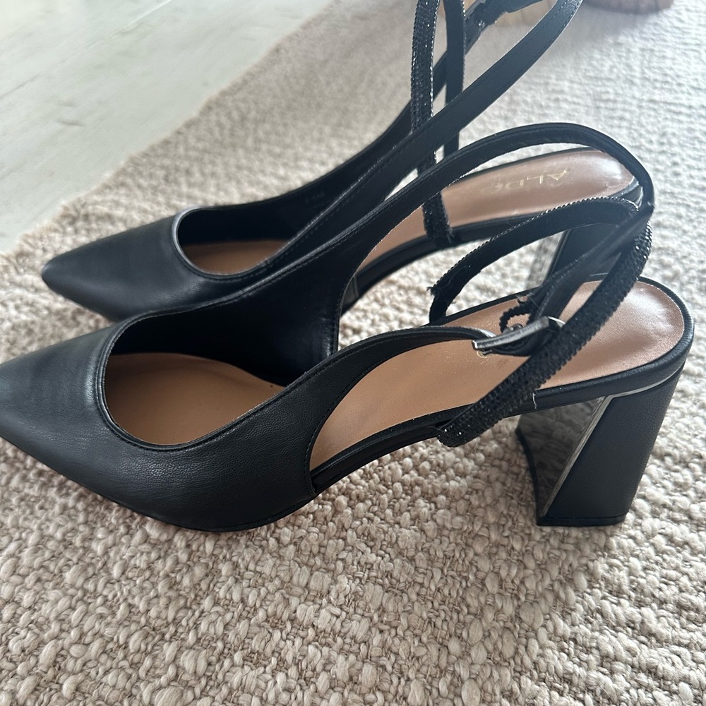 ALDO Black Leather Slingback Heels